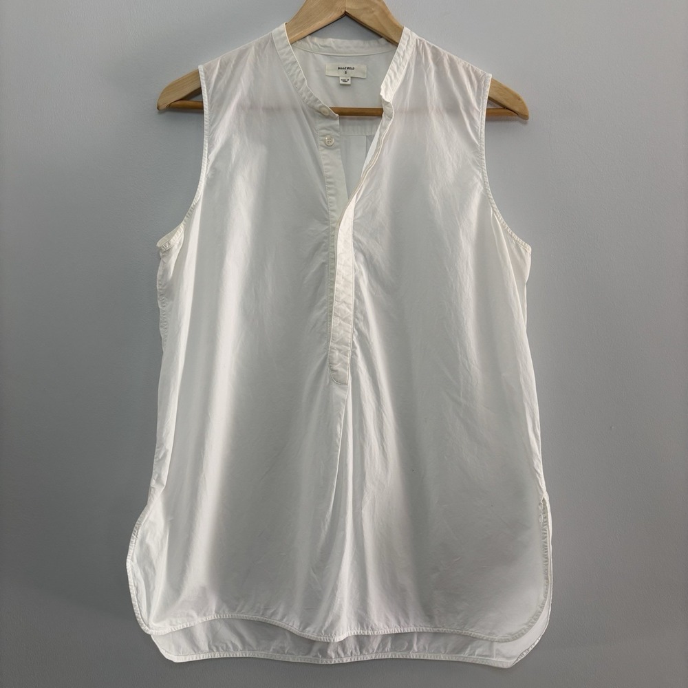 Billy Reid White Short Sleeveless Button‎ Front Tunic Shirt Women's Small Cotton